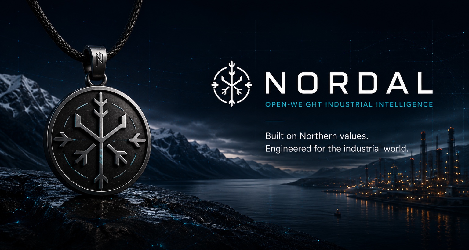 Nordal pendant against a Northern industrial fjord landscape